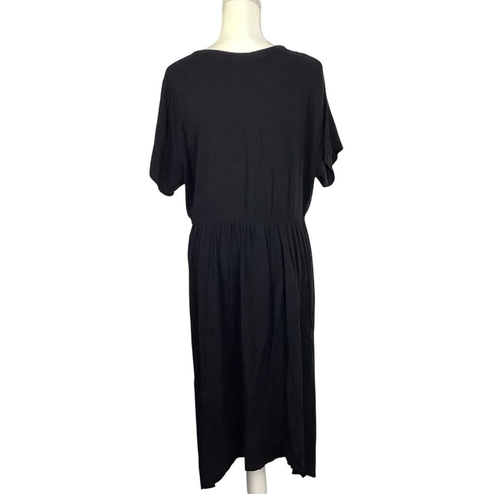 Torrid Button Up Black Dress Women 2 2X V Neck Short Sleeve Dark Academia Goth - Picture 3 of 13